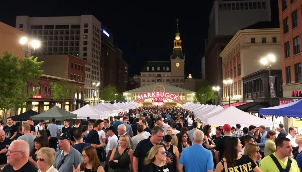 Image of Market Square Pittsburgh with people attending an event