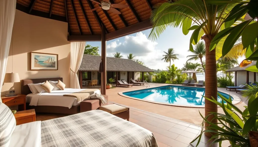 Image of Melanesian Hotel's comfortable rooms and pool area