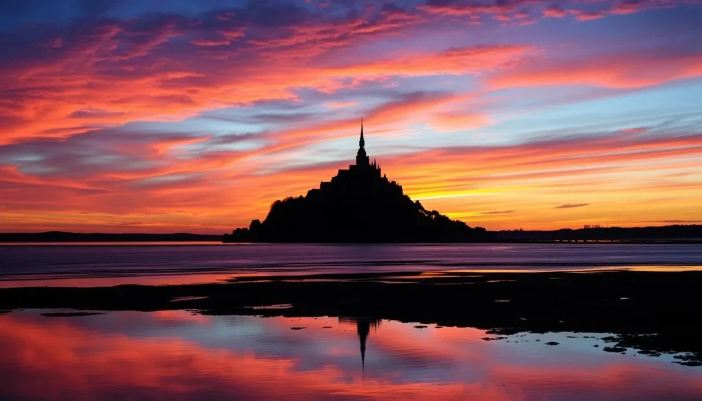 Image of Mont Saint-Michel at sunset