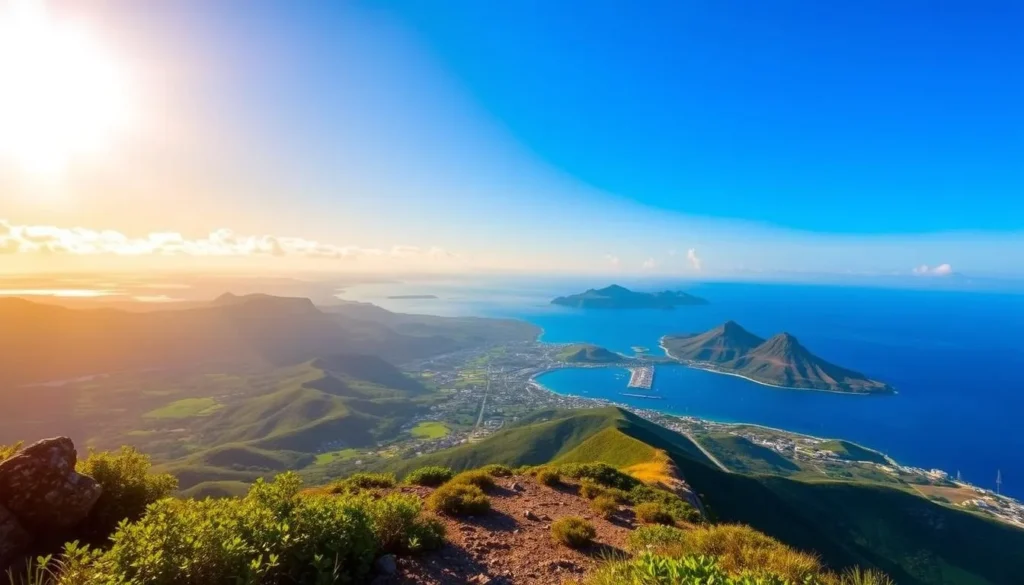 Image of Mount Christoffel's peak with panoramic views of Curacao