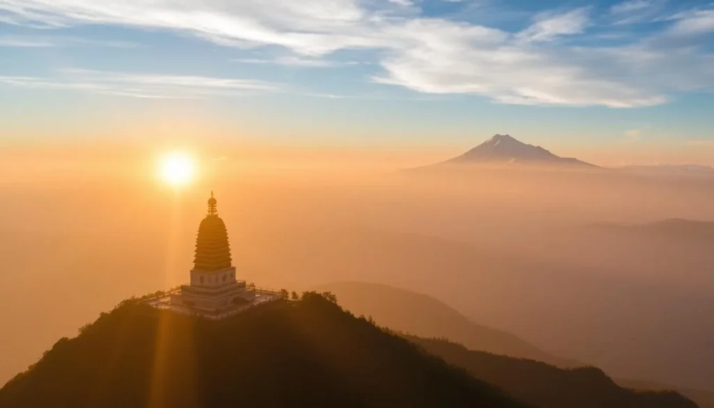 Image of Mount Emei's Golden Summit during sunrise