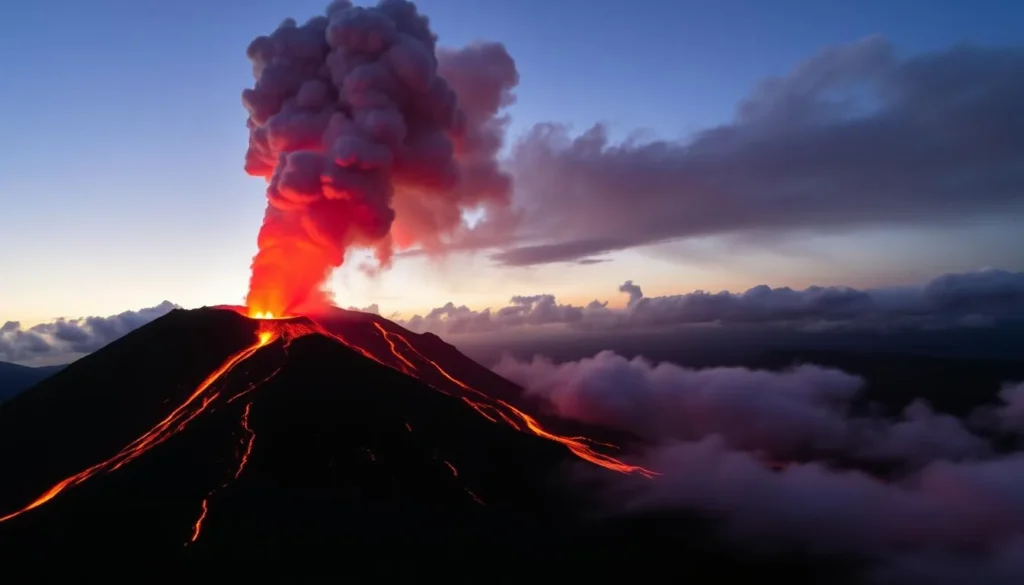 Image of Mount Yasur volcano erupting