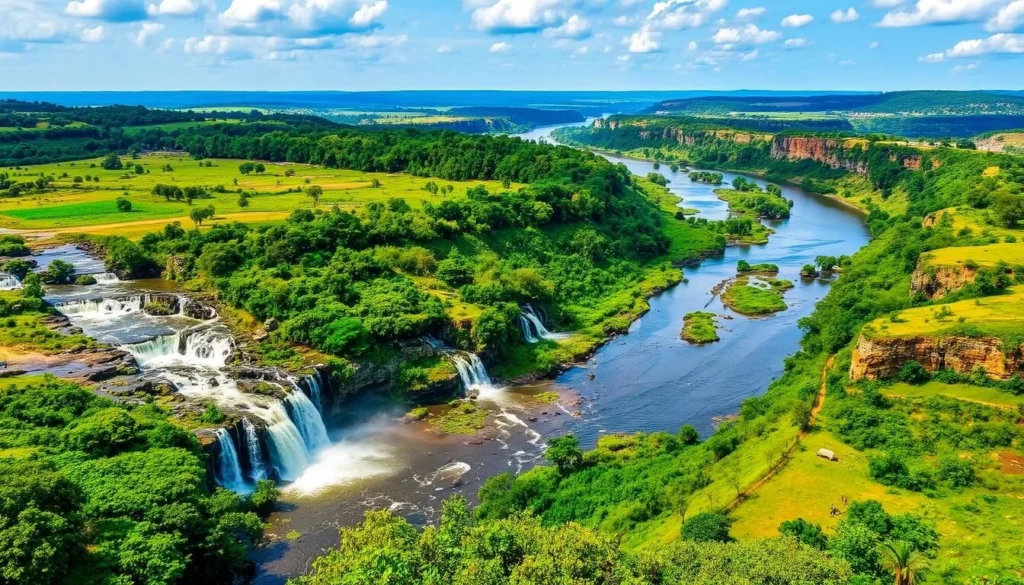 Image of Murchison Falls National Park with the Nile River flowing through it