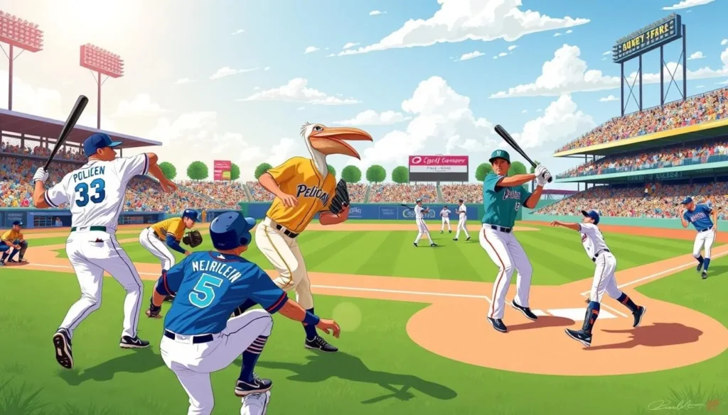 Image of Myrtle Beach Pelicans playing baseball