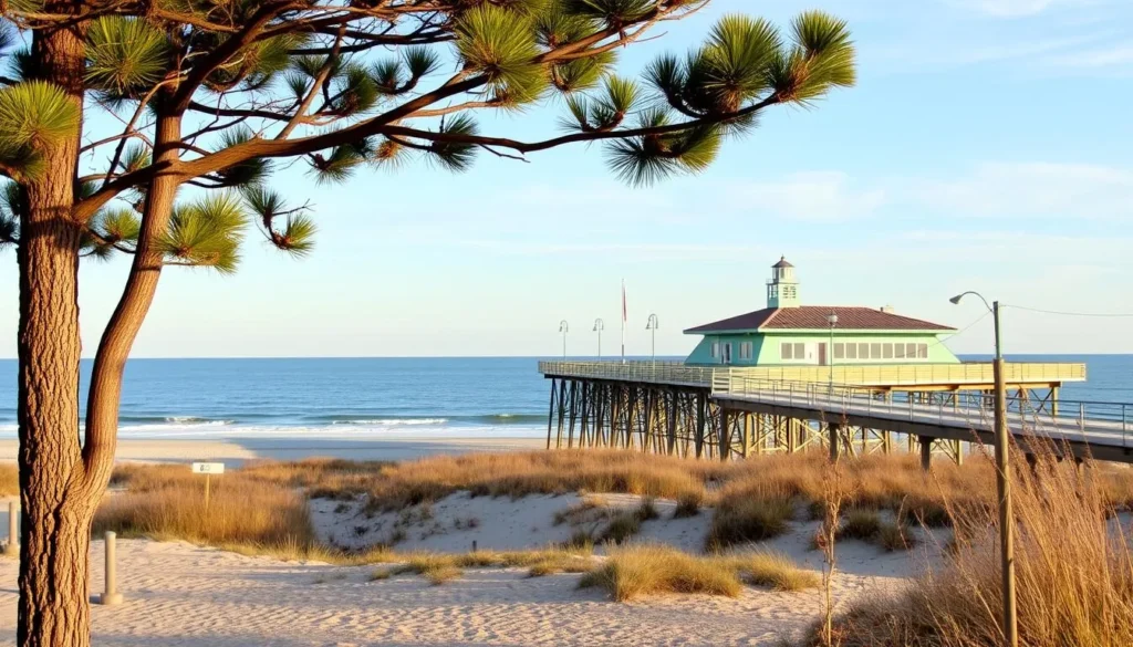Image of Myrtle Beach State Park's scenic beach and fishing pier