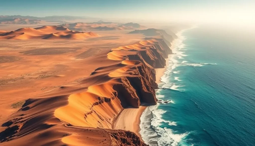 Image of Namibe's desert-meets-ocean landscape