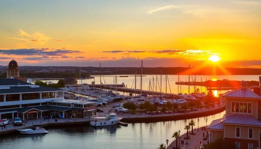 Image of National Harbor with surrounding attractions