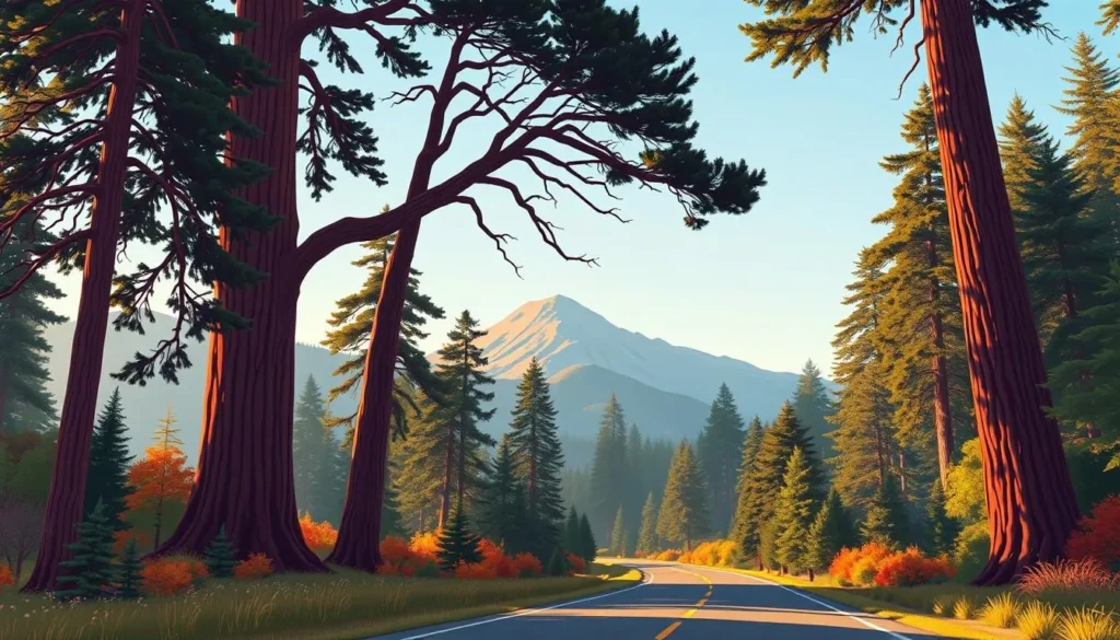 Image of Newton B. Drury Scenic Parkway with redwoods and wildlife