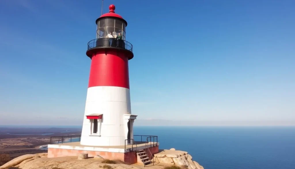Image of Old Baldy Lighthouse with visitors at the top