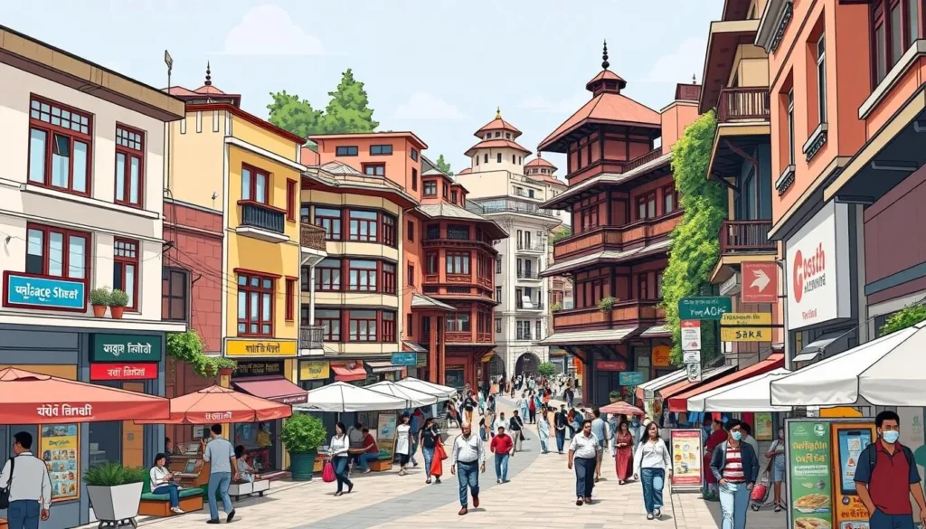 Image of Palace Street, a modern shopping area in Kathmandu