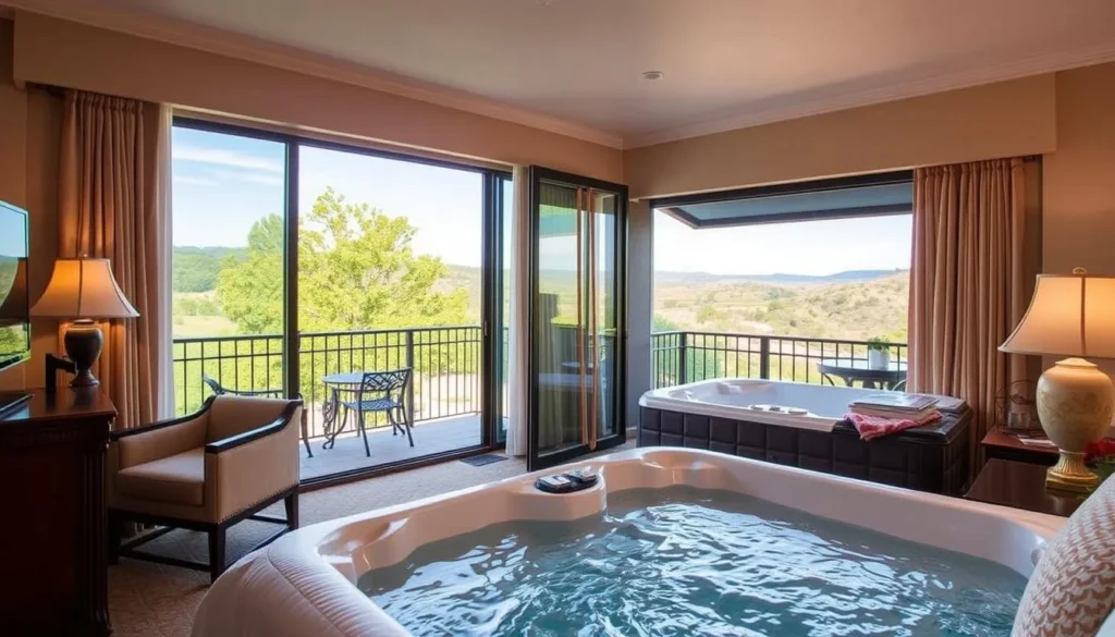 Image of Paso Robles Inn's room with a private balcony and hot tub