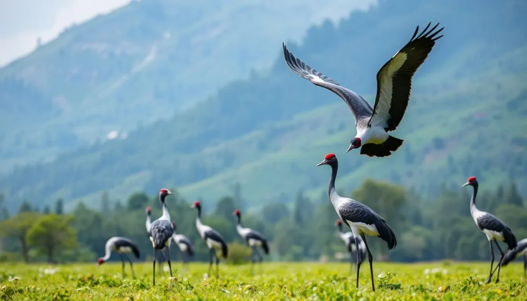 Image of Phobjikha Valley with black-necked cranes