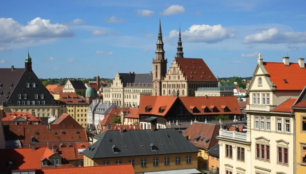 Image of Pilsen cityscape with a beer brewery in the background