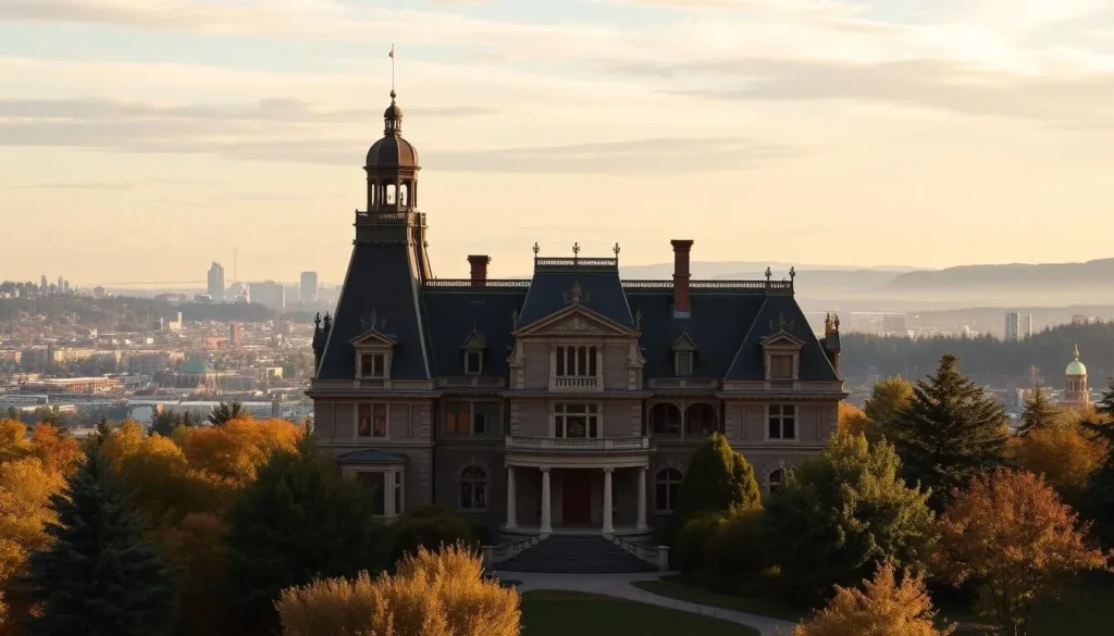 Image of Pittock Mansion with a beautiful view of Portland