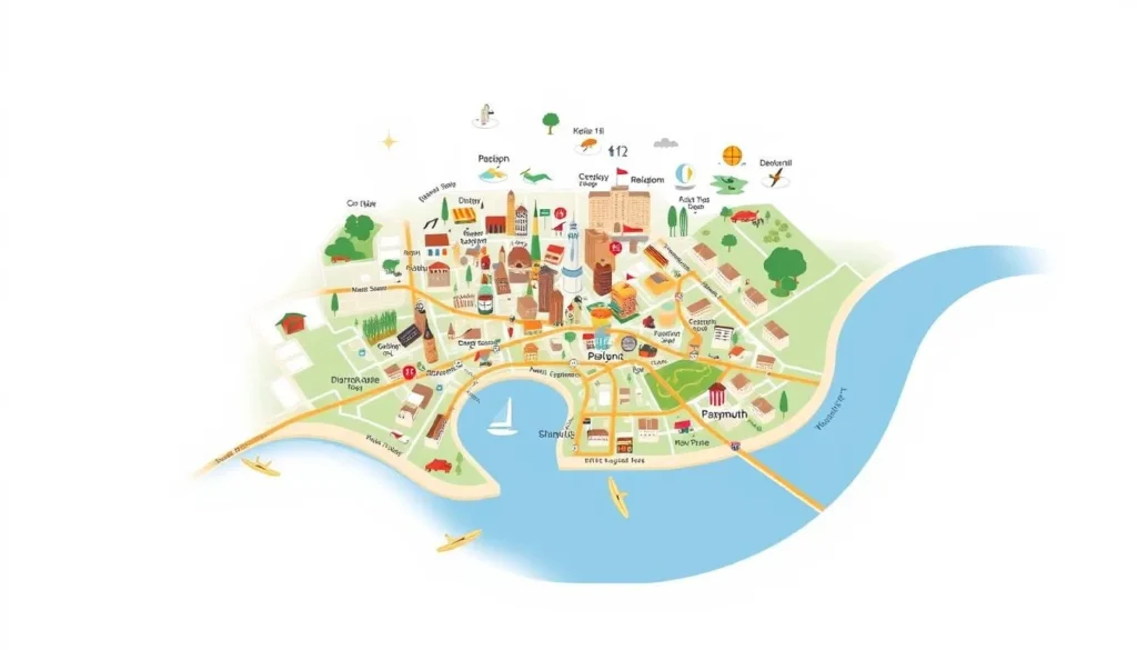 Image of Plymouth city center with a map of surrounding areas
