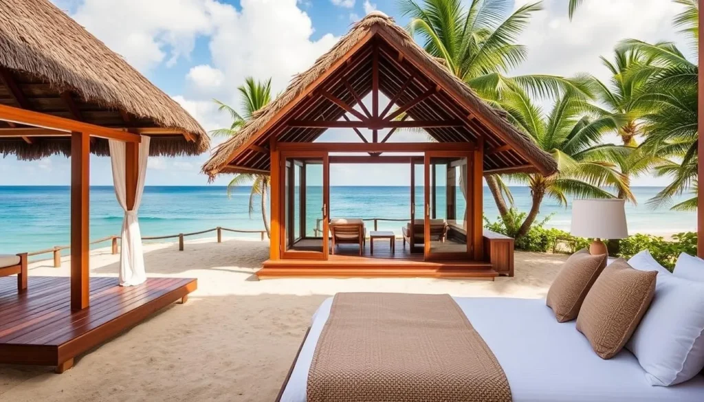 Image of Ponta Anchaca Lodge on Rubane Island with its beautiful beachfront bungalows