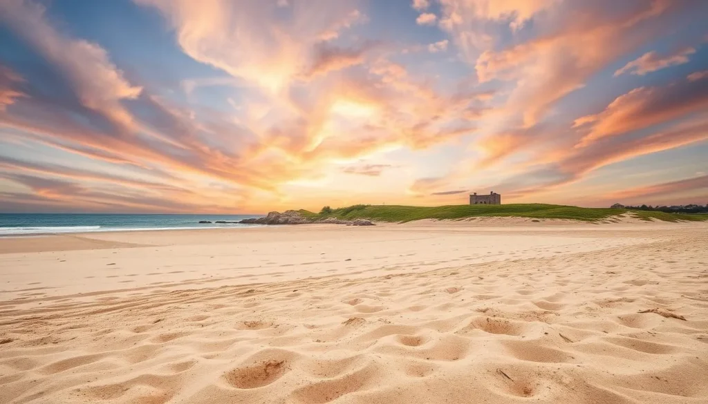 Image of Popham Beach State Park's sandy beach and historic fort