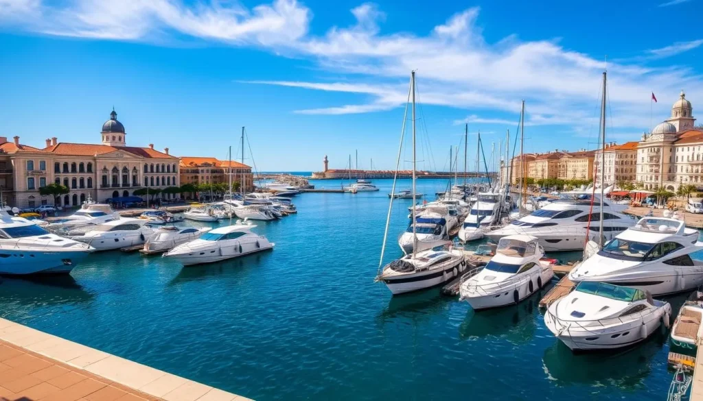 Image of Port Vauban with luxurious yachts