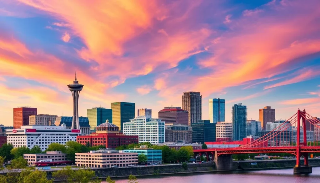Image of Portland's cityscape with cultural landmarks