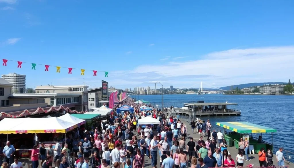 Image of Portland's waterfront during a festival