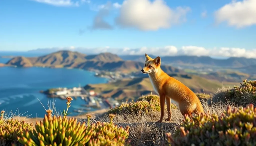 Image of Potato Harbor on Santa Cruz Island with island fox and coastal views