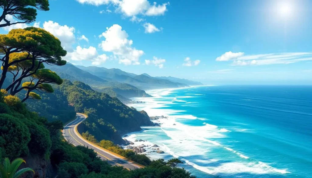 Image of Queen Charlotte Drive with a scenic coastal view