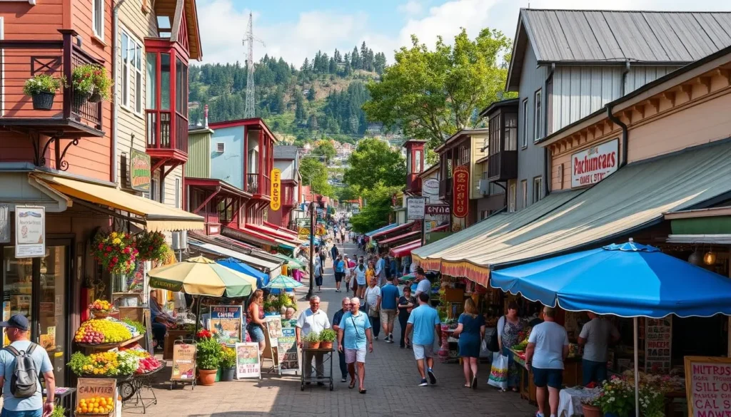 Image of Road Town's bustling Main Street with local shops and markets