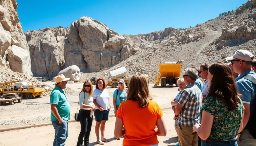 Image of Rock of Ages Quarry with a guided tour group