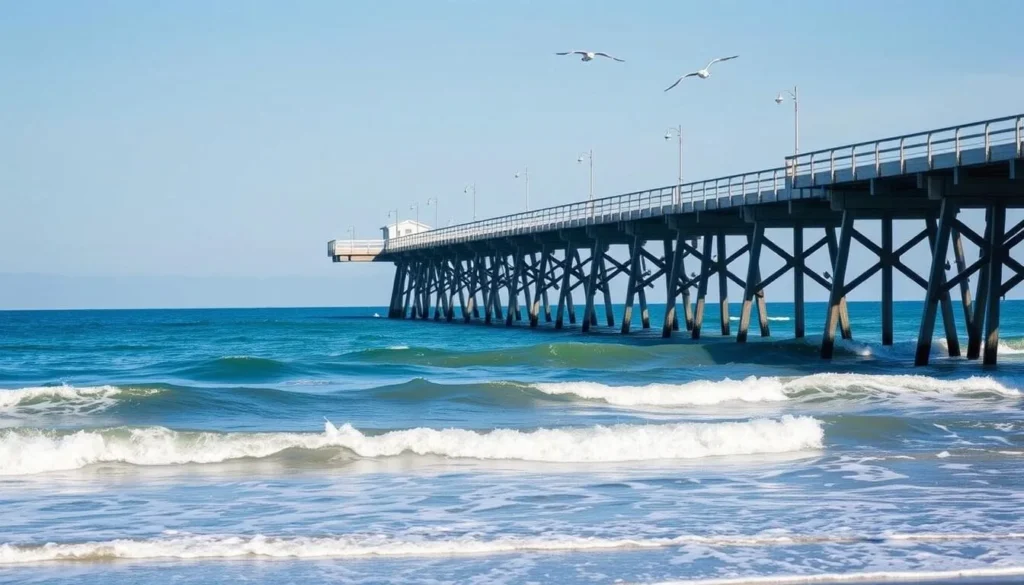 Image of Rodanthe Pier, also known as Hatteras Island Fishing Pier, extending into the ocean