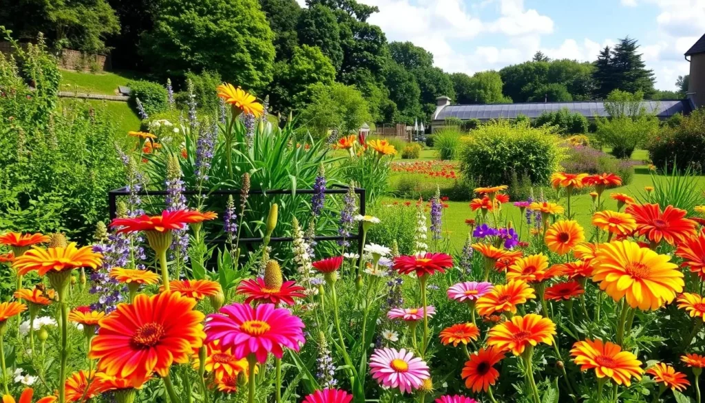Image of Rouen's Botanical Garden with lush greenery and vibrant flowers