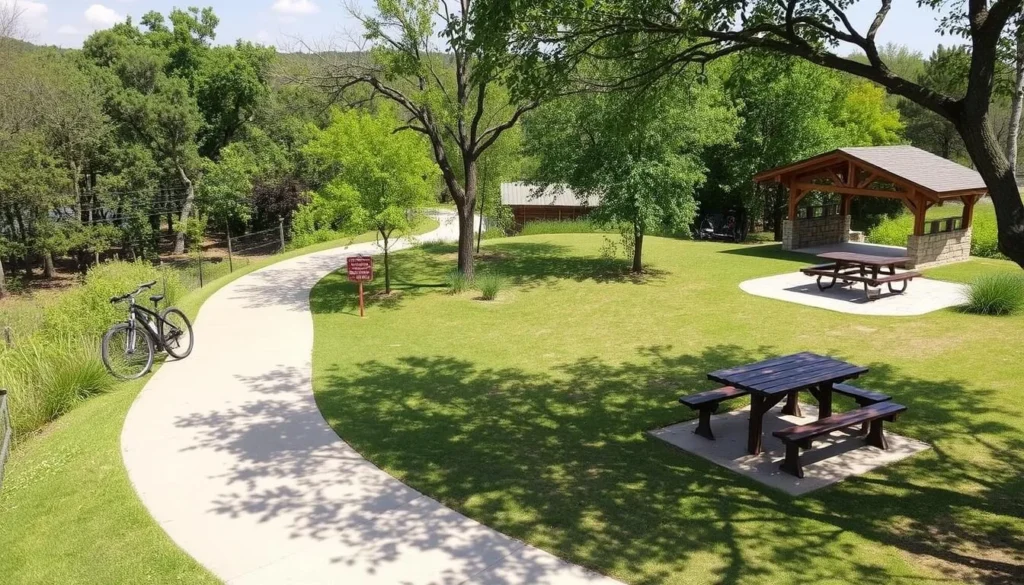 Image of Rowlett Creek Preserve with biking trails and picnic areas