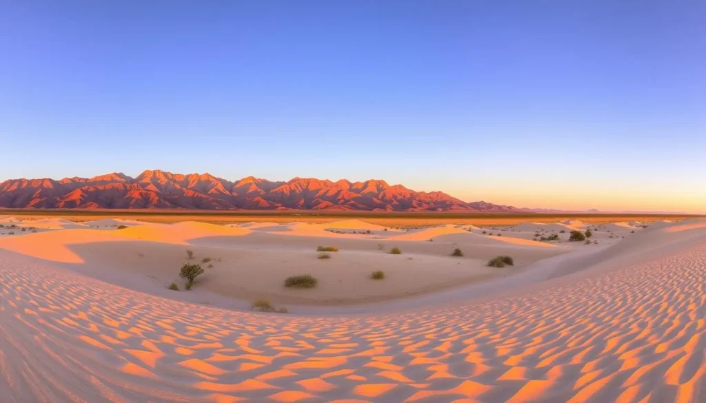 Image of Salt Basin Dunes with the Guadalupe Mountains in the background