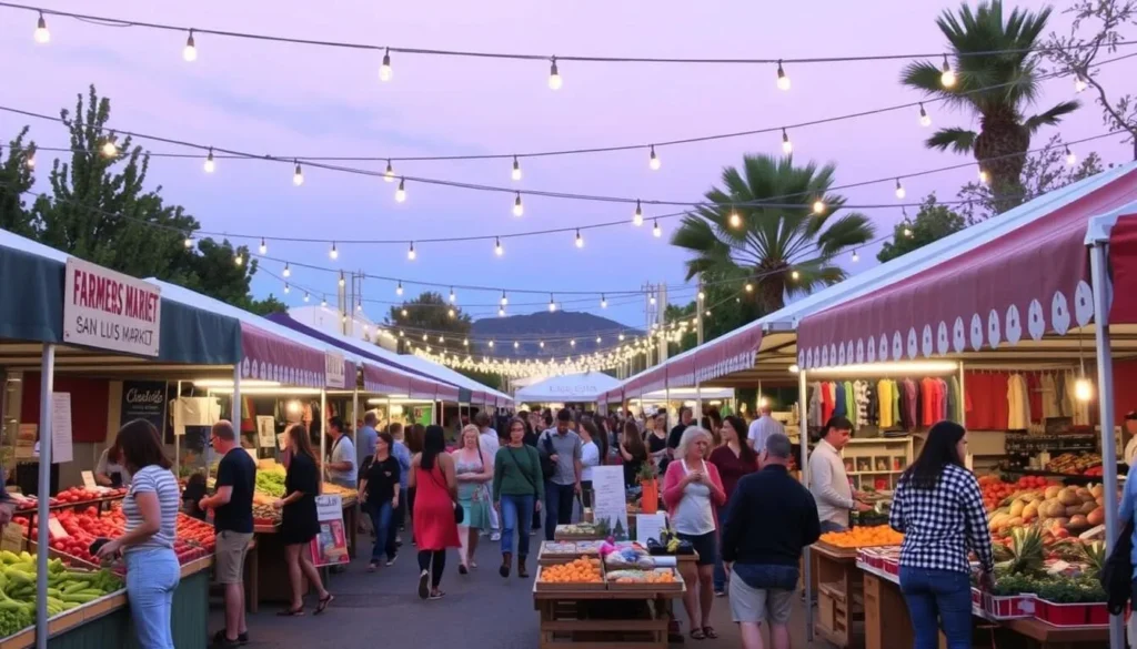 Image of San Luis Obispo Farmers' Market on a Thursday evening Image of San Luis Obispo Farmers' Market on a Thursday evening