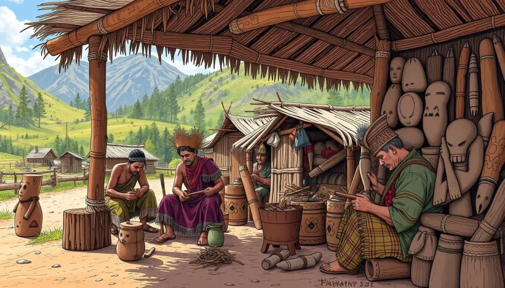 Image of Saxman Native Village with master carvers at work