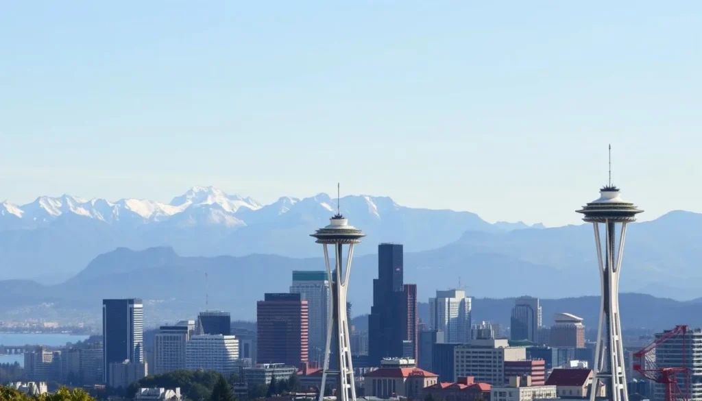 Image of Seattle's skyline with mountains in the background