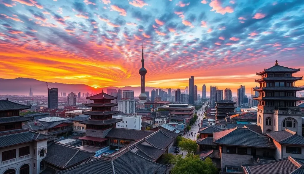 Image of Shangrao cityscape with a mix of traditional and modern architecture