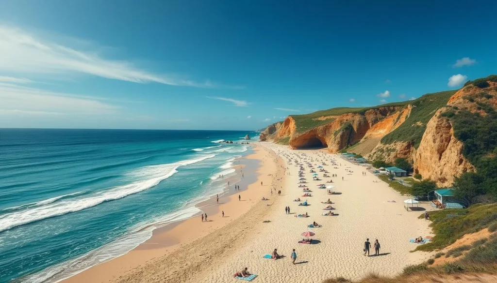 Image of Short Sands Beach, highlighting its picturesque surroundings and vibrant beach scene.