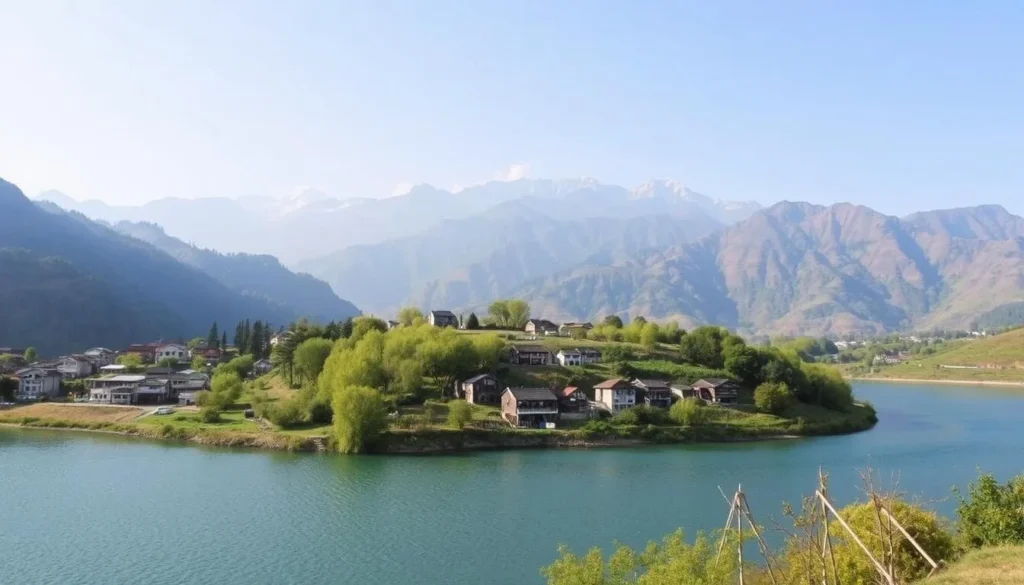 Image of Shuanglang Village with Erhai Lake and Cangshan Mountain in the background