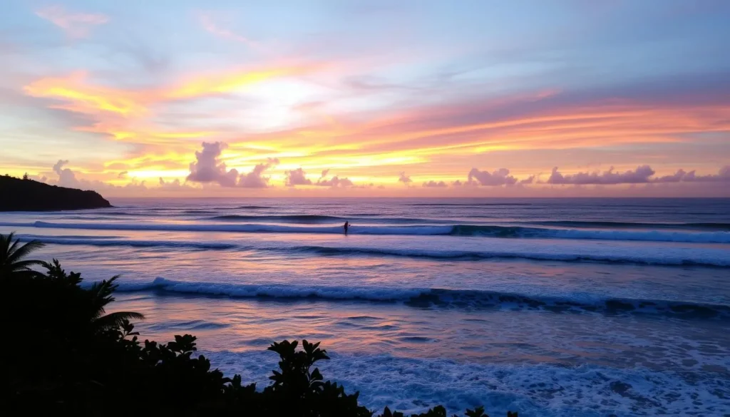 Image of Siargao Island's Cloud9 surfing spot during sunset