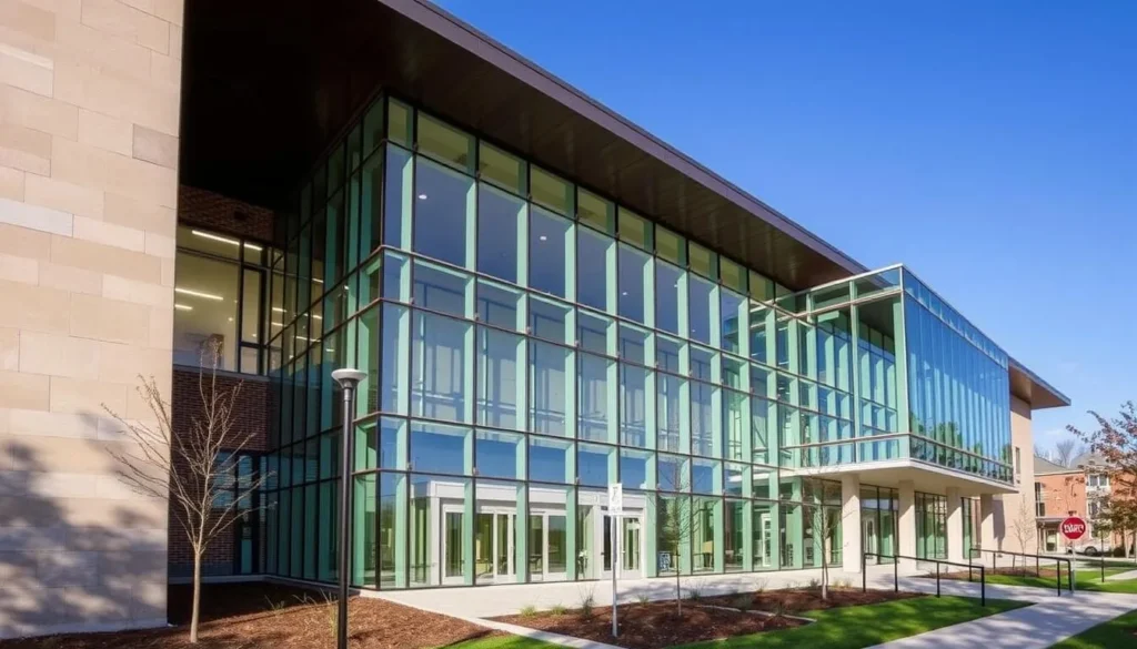 Image of Slover Library Norfolk exterior with modern glass additions