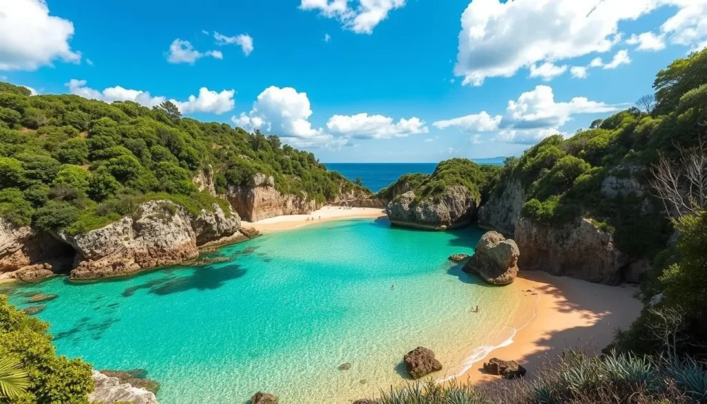 Image of Smuggler's Cove, a secluded beach with pristine sands and clear waters