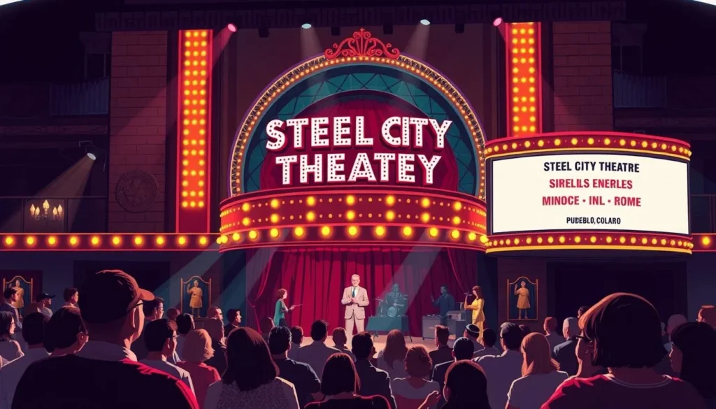 Image of Steel City Theatre in Pueblo, Colorado, hosting a vibrant performance.