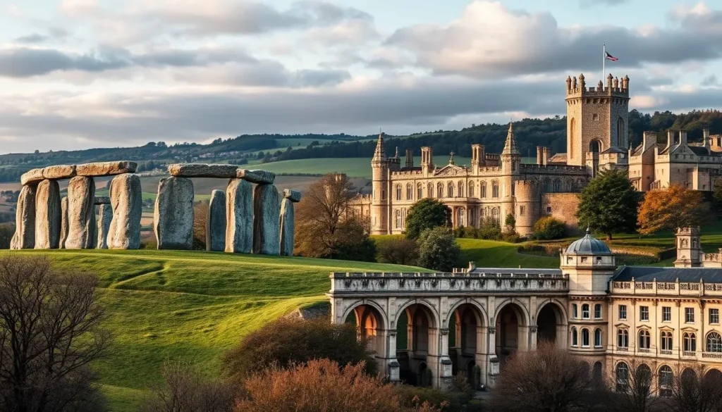 Image of Stonehenge, Windsor Castle, and Bath