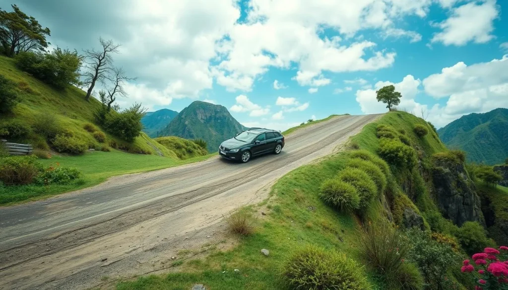 Image of Strange Slope with a car appearing to roll uphill