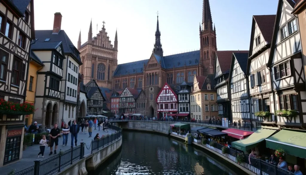 Image of Strasbourg's Gothic cathedral and Petite France district
