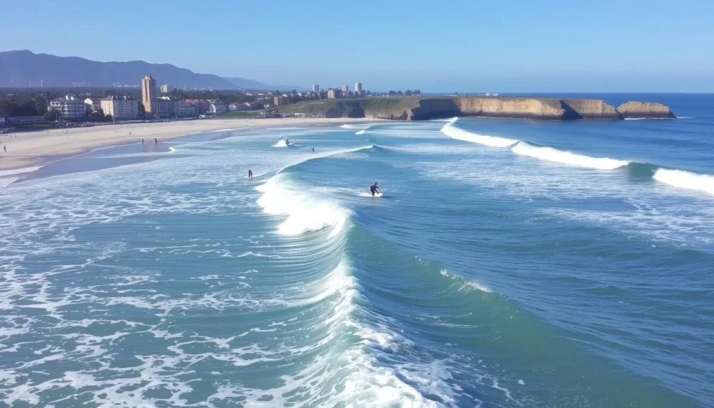 Image of Surfrider Beach with surfers Image of Surfrider Beach with surfers
