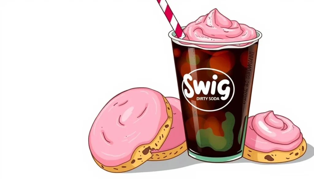 Image of Swig's signature "dirty soda" and giant pink-frosted sugar cookies