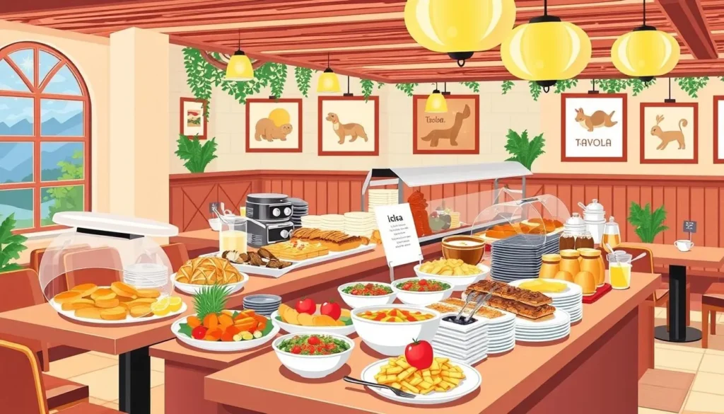 Image of Tavola's breakfast buffet or a cozy dining setting