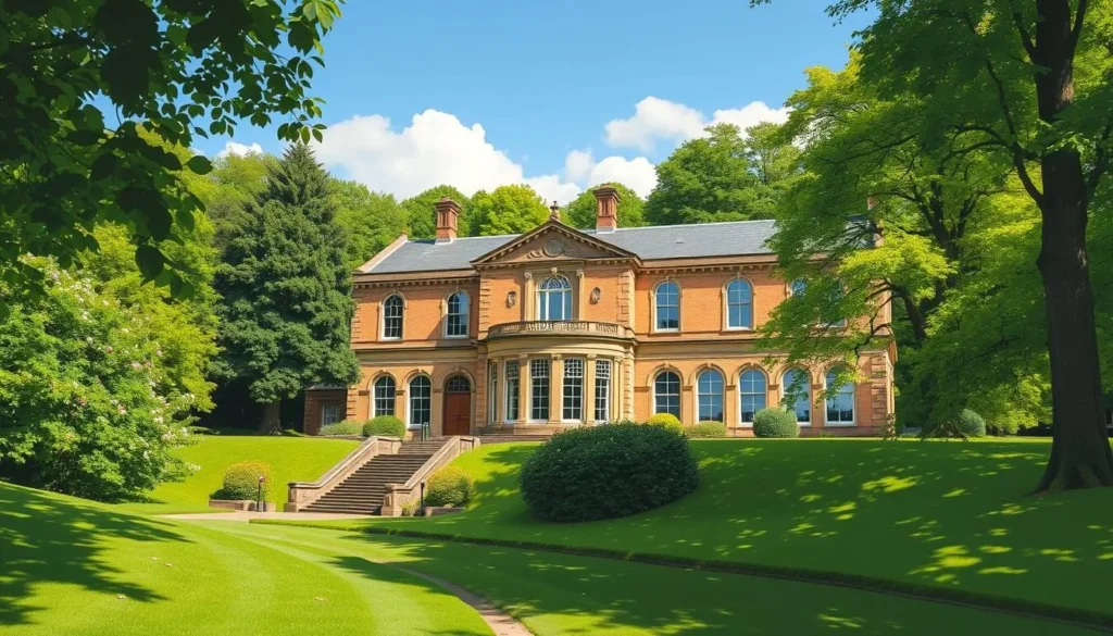 Image of The Burrell Collection building surrounded by Pollok Country Park's lush greenery