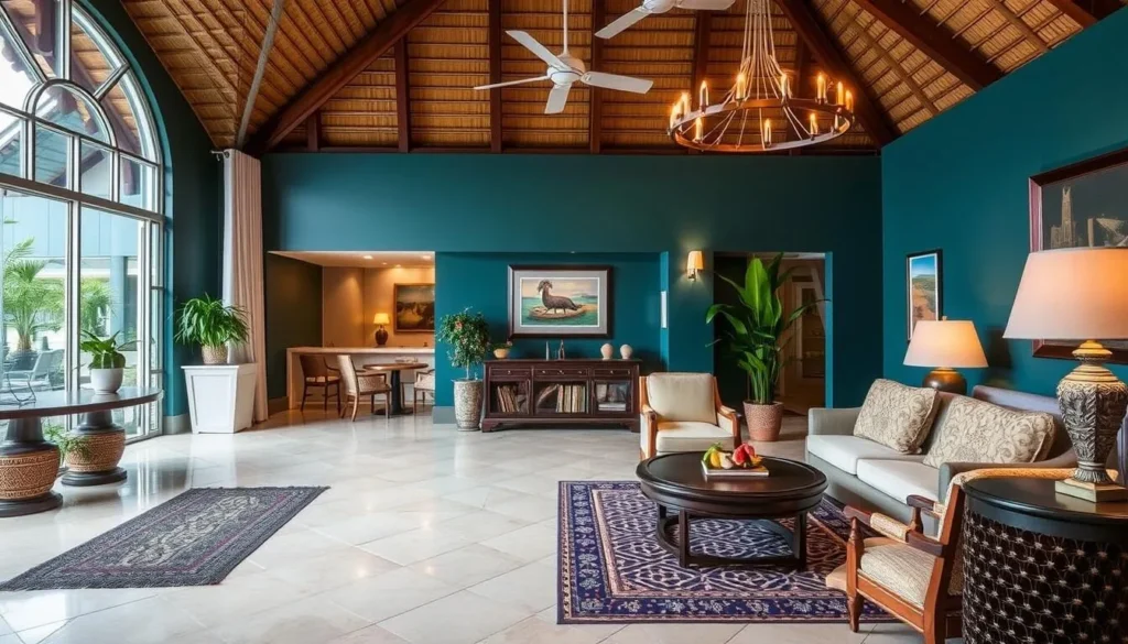 Image of The Caribbean Court Hotel's lobby or a cozy room with a unique decor